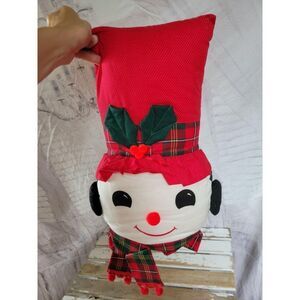 Folk art snowman hanging Xmas decor vintage